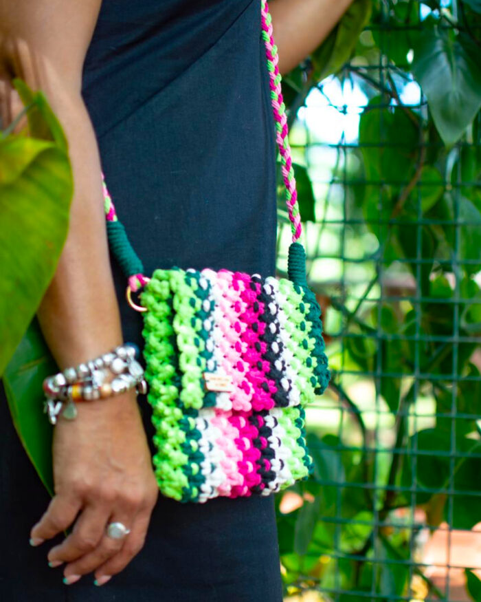 Vibrant Island Breeze Macramé Crossbody Bag