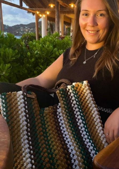 Colorful Striped Macrame Tote Bag