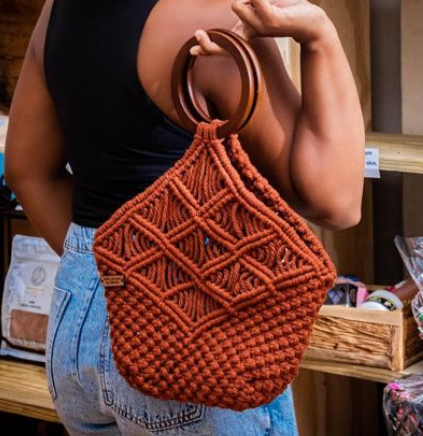 Red Orange Semi Formal Macrame Bag