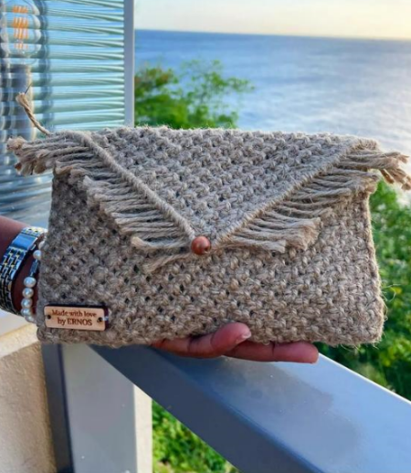 Simple Ivory Macrame Clutch