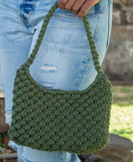 Semi Formal Dark Green Macrame Bag
