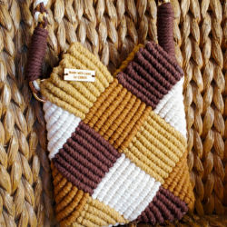 Earthy Elegance: Handcrafted Patchwork Macrame Bag