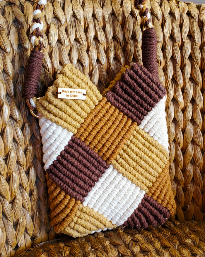 Earthy Elegance: Handcrafted Patchwork Macrame Bag
