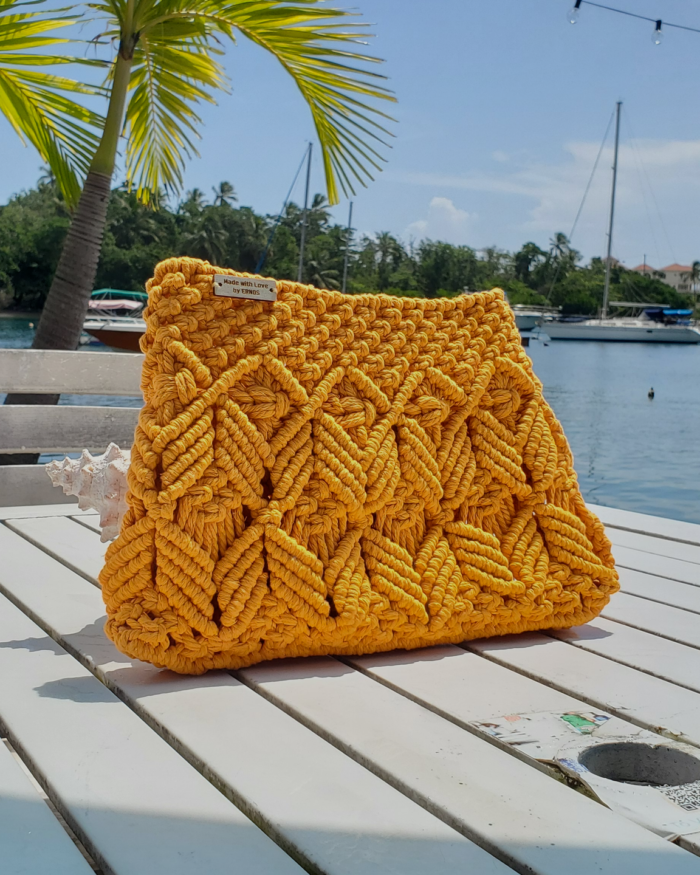 Sun-Kissed Style: Vibrant Yellow Macrame Clutch