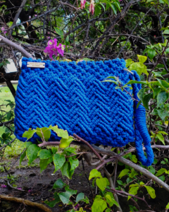 Electric Blue: Bold Macrame Purse