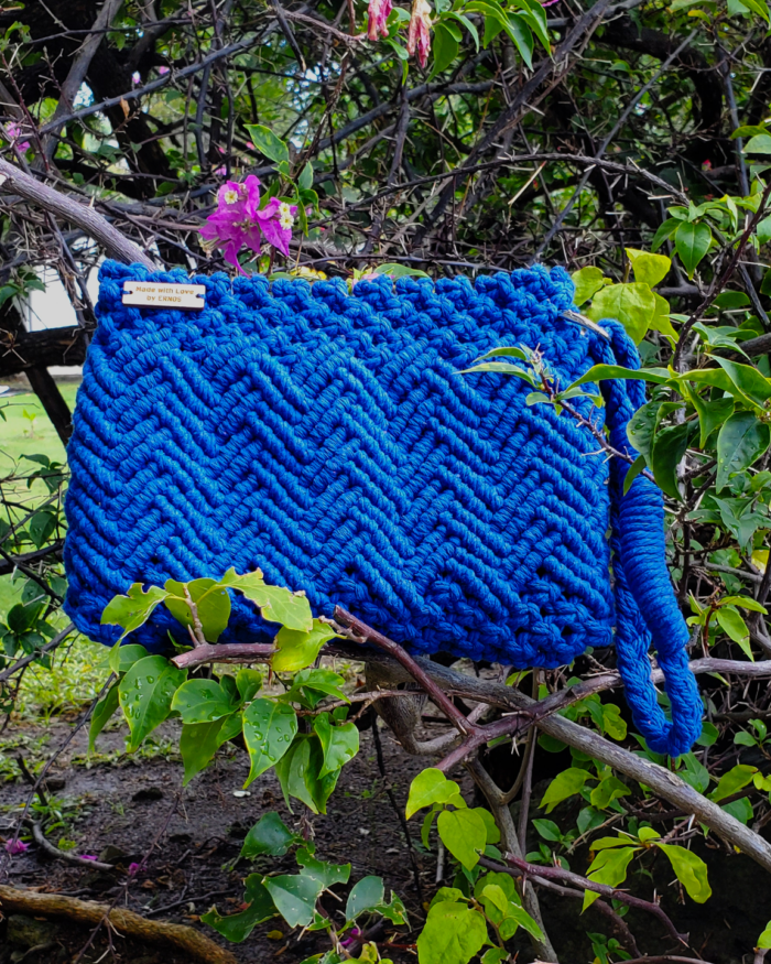 Electric Blue: Bold Macrame Purse