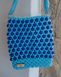 Beaded Bliss: Bright Blue Macrame Bag